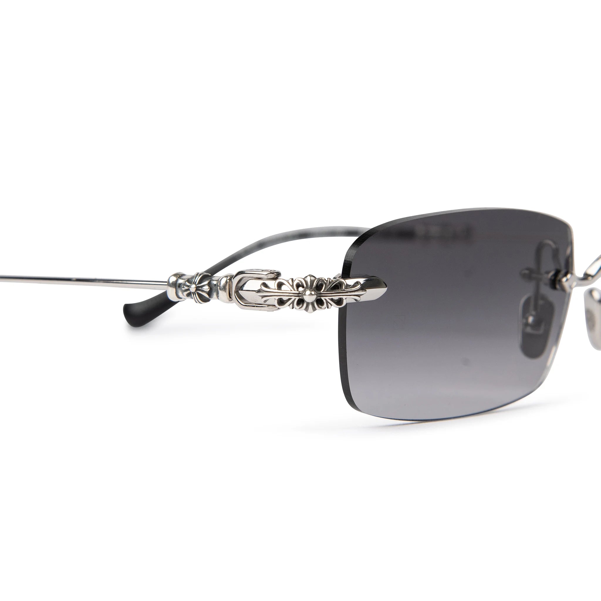 Corner view of Chrome Hearts Pills III Silver Black Sunglasses